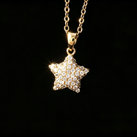 Collier pendentif étoile et lune en micro-pavé CZ plaqué or 18 carats, 2 styles, délicat, pour femmes, empilable, bijoux de mode, cadeau