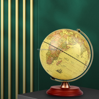 Globe en bois rétro Terrestre de 22.8cm, 9 pouces, décoration de la maison, bureau, jouet, carte du monde, géométrie, ameublement de la maison