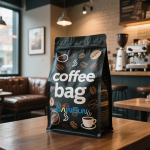 Bolsas de Café Impresas Personalizadas con Válvula, Bolsa de Fondo Plano con Cierre Lateral de Aluminio, Reutilizable y Termosellada para Granos de Café - Product Image 1