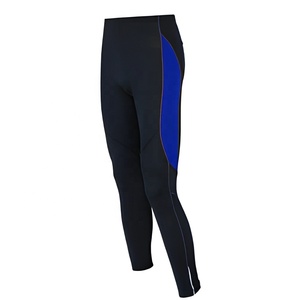 Men's Full Length Compression Leggings Solid Color Blue Panel <b>Spandex</b> Nylon Elastic Waist <b>Pants</b> - Product Image 1