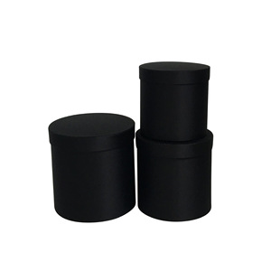 Set di scatole di fiori in raso rotondo nero rosa con tre logo personalizzato non contrassegnato scatola regalo nuovi prodotti all'ingrosso della fabbrica di raso rotondo nero - Product Image 1