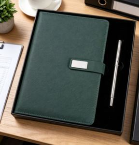 2026 Shipping A5 Leather Cover Journal Business Notepad Luxurious <b>Notebook</b> and Pen Gift Set - Product Image 3