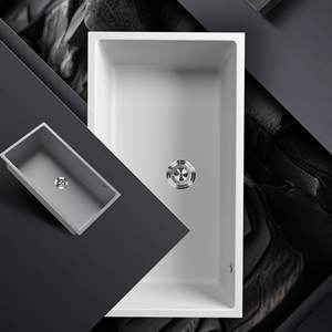 Évier de cuisine sous plan, grand bac unique en quartz, facile à nettoyer pour la vaisselle domestique - Product Image 5