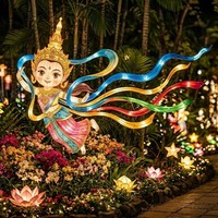 Grandes lanternes en forme de personnages de dessins animés, décoration interactive, utilisation en intérieur/extérieur, spectacle de lumière pour parc à thème