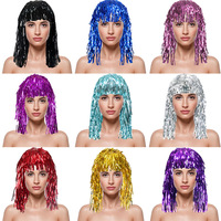 Nicro Nouveaux Accessoires Capillaires Créatifs en PET Couleur Métallique avec Pompon pour Perruque, Costume de Cosplay, Accessoires Photo, Décoration d'Anniversaire, Fournitures de Fête