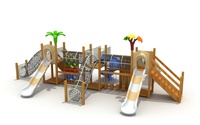 Équipement de jeu extérieur en bois sur mesure OEM ODM, grande balançoire coordonnée pour 10 personnes, certifiée CE