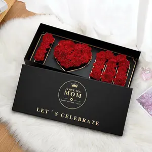 Caixa de flores de papel de cartão de luxo exclusiva, com impressão de logotipo personalizada, empresa de embalagem para presente floral, atacado