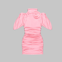 2025 ventes d'été de nouveau rose noir fleur tridimensionnelle sac à col haut hanche décontracté confortable robe senior pour femmes