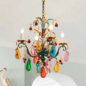 Pháp Bohemia ý nghệ thuật K9 pha lê trái cây sang trọng Retro nến Đèn chùm văn phòng nhà LED Dimmable 5-năm bảo hành - Product Image 3