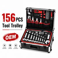 Kit d'outils de réparation automobile et domestique 156 pièces en acier CRV avec clés à douilles et mallette de rangement rigide – Vente en gros