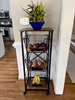 Panier à fruits moderne à 3 niveaux en métal, chariot vertical amovible et pliable, étagère à légumes sur roulettes, rangement écologique