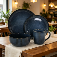 Bol à fruits en céramique réactive bleu foncé, plats de service, bol à soupe, bol personnalisé, produit le plus vendu, vaisselle, articles de table empilables