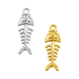 Colgante de Espina de Pescado de Acero Inoxidable, Chapado en Oro de 18K, Amuleto de Esqueleto de Pescado Plateado, Fornituras de Joyería DIY para Collares y Pendientes - Product Image 1