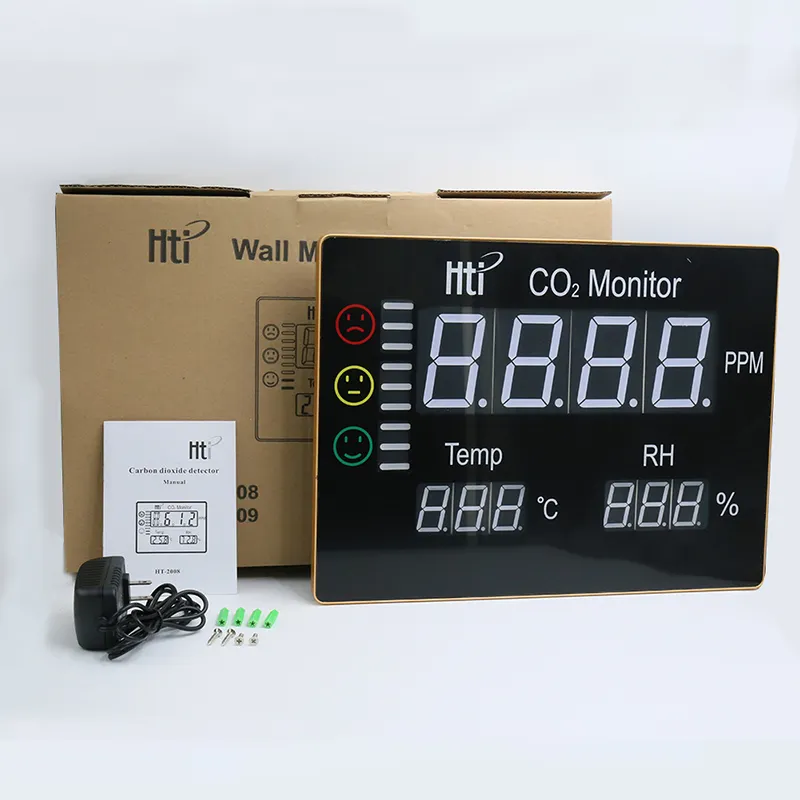 Monitor de temperatura de calidad del aire interior, Sensor RH NDIR, HT-2008, medidor de dióxido de carbono, detector de CO2