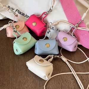Cute Faux Leather Backpack Pendant Mini <b>Bag</b> Hanging PU Leather Candy Colored Neck Hanging <b>Charm</b> Coin Purse Fun Gifts - Product Image 3