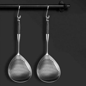 Cuillère écumoire ronde en acier inoxydable 304 pour nouilles, boulettes et friture - Product Image 2