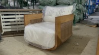 Ensemble de canapés en teck massif de conception moderne, fabriqué à la main, table et chaise longue en bois pour jardin, hôtel, meubles de patio extérieur