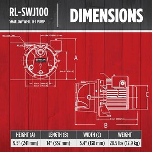 <span class=keywords><strong>ปั๊ม</strong></span>น้ำบาดาลแบบเจ็<span class=keywords><strong>ท</strong></span> Red Lion RL-SWJ100 <span class=keywords><strong>1</strong></span> <span class=keywords><strong>แรง</strong></span>ม้า 17 แกลลอนต่อนาที <span class=keywords><strong>แรง</strong></span>ดันไฟฟ้าคู่ (115/230 โวลต์) แบบมีสายไฟ <span class=keywords><strong>ท</strong></span>ำจากเหล็กหล่อ รุ่น 97081001 - Product Image 2
