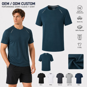 T-shirt de performance pour homme avec logo personnalisé, 180 g, ions argent antibactériens, séchage rapide, manches raglan, sport, gym, vente en gros, tailles S-4XL, ébène - Product Image 1