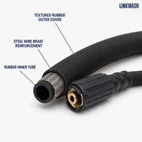 Tuyau de nettoyeur haute pression LW-HS-C19 LINKWASH 180 bars 2610 PSI 7 m en acier texturé tressé 6,0 ID 10,5 OD M22 X 1,5 DN15C Noir