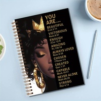 Cahier à spirale inspirant pour femme afro-américaine avec écritures de motivation affirmations dorées