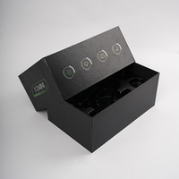 Boîte cadeau rigide personnalisée réutilisable avec couvercle noir, matériaux recyclés, impression CMYK, insert en PVC, pelliculage mat, électronique, ordinateur