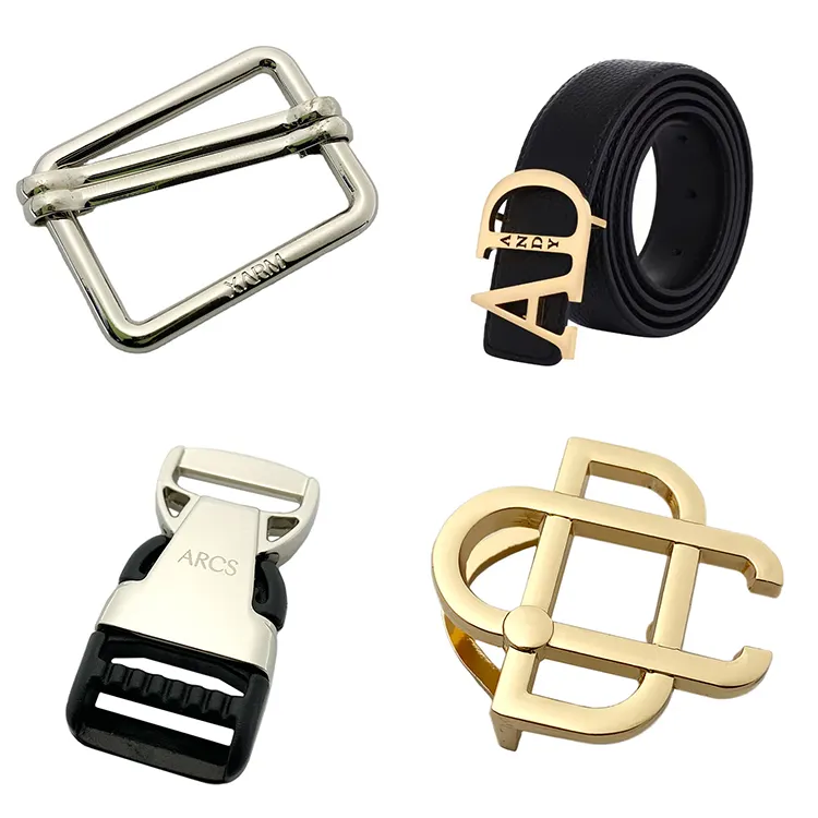Hochwertiger Großhandel benutzerdefinierter Metall-Stempelgießband dekorativer Schnürschnalle für Handtasche Kleidung