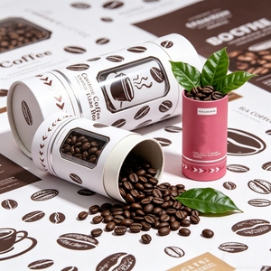 White <b>Paper</b> Tube Packaging with Clear Window for Coffee Beans, Recyclable Craft <b>Paper</b> Four-Color Printing Design - Product Image 3