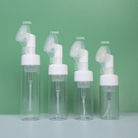 Nouveau flacon pulvérisateur à pompe pour shampoing et savon mousse cylindrique transparent de 8oz avec brosse de lavage du visage et sérigraphie