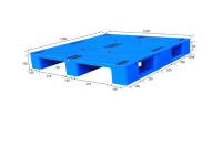 Palet de Plástico Euro de 4 Vías, Plataforma Sólida de HDPE con 3 Patines Deslizantes y 3 Tipos de Patas, Cumple con las Normas de la Industria Alimentaria