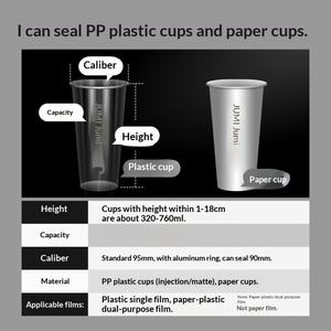 Machine à sceller manuelle à film pour boissons, lait de soja, thé au lait en gobelet haut, usage commercial, modèle Orange Rice Mini9S - Product Image 2