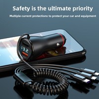 Nouveau chargeur allume-cigare OLIVER Fit pour voiture, double USB, câble un-vers-trois, charge rapide QC30, charge flash 65W, multifonctionnel