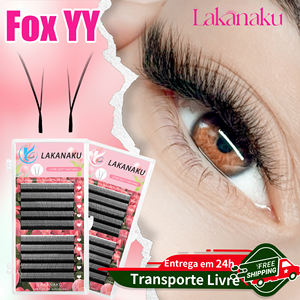 LAKANAKU volpe occhi a forma di YY ciglia estensione 0.07mm YY ciglia ciglia e brasiliano Volume morbido visone YY ciglia Y Cilios - Product Image 6
