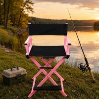 Chaise de Réalisateur Pliante en Aluminium Rose avec Repose-Pieds, Siège Portable pour Maquilleur/Styliste en Extérieur pour Mariage, Tournage, Camping