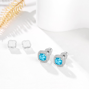 Boucles d'oreilles clous ovales de luxe Jachon en rubis et zircone cubique pour femme, bijoux en zircon et diamant - Product Image 3