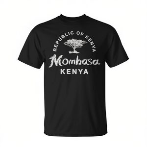 T-shirt Mombasa Kenya Republic in cotone nero unisex taglia adulto SMLXLXXL - Product Image 2