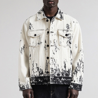 Personnalisable automne hommes rétro délavé peinture éclaboussé Denim veste élégant Street Wear bouton up Jean veste manteau pour hommes