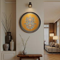 Cuadro Colgante Circular de Calabaza, Artesanía Metálica Hecha a Mano en Latón, Estilo Chino, Decoración de la Fortuna para Sala de Estar y Entrada