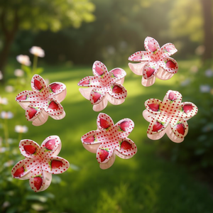 Fermacapelli a Forma di Frangipani con Stampa Fragola 8Cm Accessorio per Capelli da Donna - Product Image 2