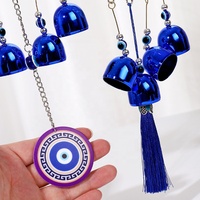 Oeil de démon turc pendentif bleu mauvais œil tenture murale pendentif décor métal vent carillon pour la maison jardin cadeau décoration
