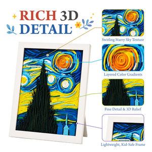 Kit de Peinture en Argile 3D Cadre Photo Ciel Étoilé Relief Artistique Non Toxique Style Van Gogh DIY Décoration Maison Cadeau OEM Vente en Gros - Product Image 3