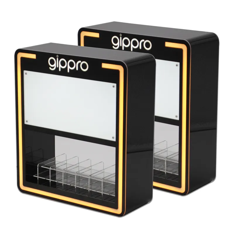 Toko ritel kabinet tampilan Desktop rak minyak esensial tembakau kotak pajangan akrilik dengan Logo bercahaya LED personal