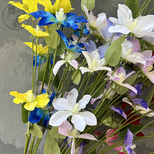 Fleurs artificielles de clématite Xinyiyuan, branche unique en soie, décorations de mariage, vigne artificielle faite à la main - Product Image 2