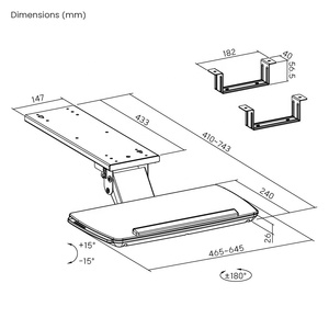 Ergonomic trượt có thể điều chỉnh underdesk Kệ máy tính xoay dưới bàn Khay bàn phím với chuột Pad cho chơi game nhà văn phòng bàn - Product Image 6