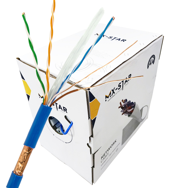 Factory price wholesale cat6 cat6a u/ftp cable 25awg  copper FTP cat 6 network cable 305m box