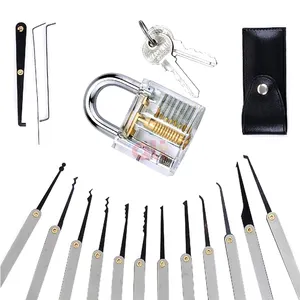 china wholesale 12pcs Stainless Handles pocket mul t Lock Pick beginner Lock Opener Practice Padlocks Lockpick Locksmith Tools