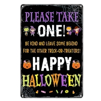 Affiche métallique vintage d'Halloween en gros, plaque murale rétro décorative en métal, autocollant mural en étain