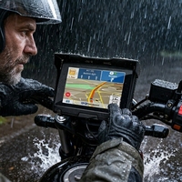 Reproductor MP3 para Motocicleta con Navegación GPS de 5.0 Pulgadas, Resistente al Agua, Certificado por ROHS, Pantalla Táctil, Visor de Fotos, Sistema Operativo Win CE 6.0, Mapa 3D, 1 Año de Garantía