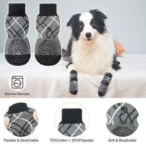 2025 paquete de 4 calcetines personalizados para perros y mascotas, suministros antideslizantes, calcetín transpirable para perros con patrón de correas, personalización del paquete - Product Image 5