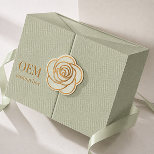 Caja de <span class=keywords><strong>Regalo</strong></span> Rígida de Lujo con Doble Puerta, Personalizada, de Papel Duro Magnético con Recubrimiento UV, Asa de Listón, Emblema Floral, para Cosméticos, Joyerí<span class=keywords><strong>a</strong></span>, Regalos Navideños - Product Image 3